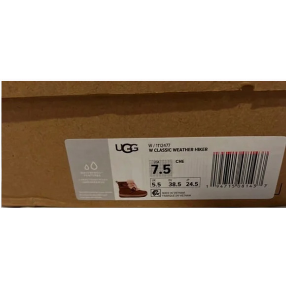 NWT UGG | Classic Weather Hiker Boots In Chestnut Size 7.5 - Picture 8 of 8